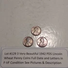Lot #129 3 Beautiful Lincoln Wheats 1942-P 1942-D 1942-S F to VF See Pictures