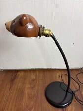 Vintage Bear Head Ceramic Goose Neck Desk Table Lamp Works Teddy Bear rare