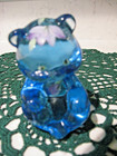 Fenton Blue Hand Painted Bear with a floral design — photo 2