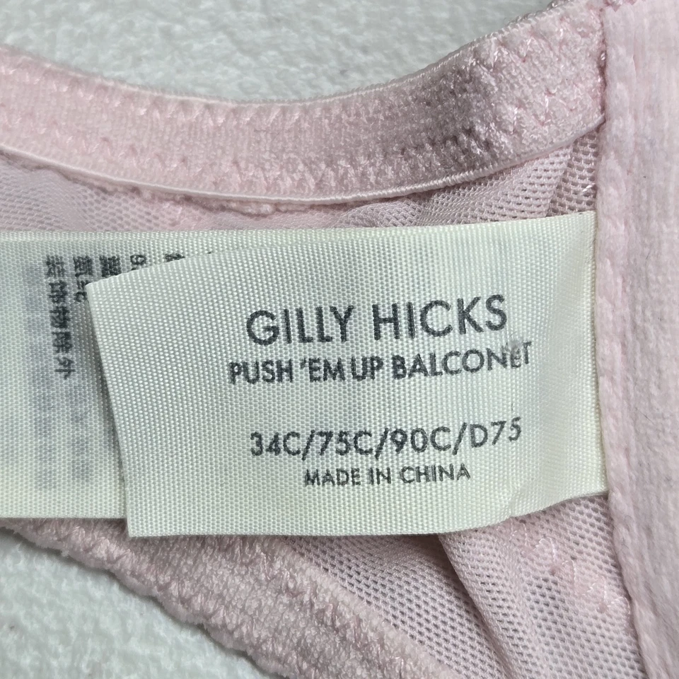 Sutiã Gilly Hicks Feminino 34C Rosa Floral Push Em Up Balconette Laço de Renda - Imagem 4 de 4