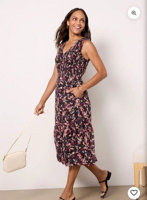 Evereve Amelia Dress Women Medium Floral Sleeveless Style# ED9089955E $98 Pocket