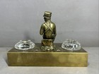 Antique Napoleonic Style Soldier & Musket Figural Bronze Match Safe Old Inkwell — photo 6