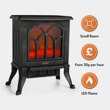 VonHaus Electric Stove Heater 1500W Indoor Fireplace Log/Wood Burner LED Flame