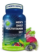 Men's Daily Multivitamin 50 Plus - Vegan 60 Count Pack of 1 , Men  s 50 