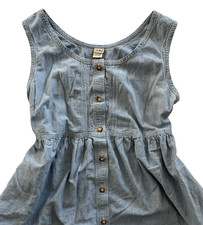 vintage L.L. BEAN made in USA denim cottage prairie dress womens size M petite