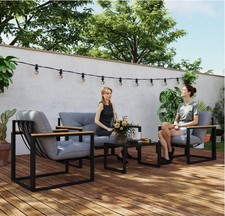 4 Seater Garden Furniture Set Conservatory Patio Cushion Sofa Chairs Table Seat