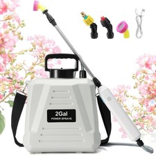 Battery Powered Sprayer 2 Gallon, Powerful Electric Garden with White