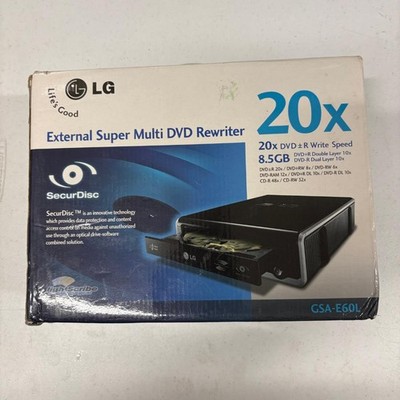 LG GSA-E60L External Super Multi DVD Rewriter 20x LightScribe SecurDisc USB 2.0