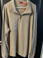 IZOD Mens 1/4 Zip Mock Neck Cotton Knit Pullo...