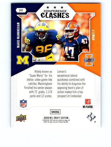 Mario Manningham / J Leman #247 2008 Upper Deck Draft NM+ - Bild 2 von 2