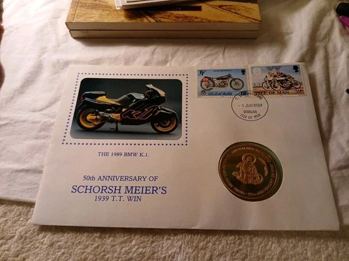 Isle of Man-1989-50th.Anniversary of Schorsh Meier's W/MEDAL BMW K.1- FDC A4