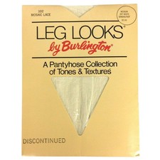 Leg Looks By Burlington Mosaic Lace Pantyhose Medium Off White Sandalfoot Nylon