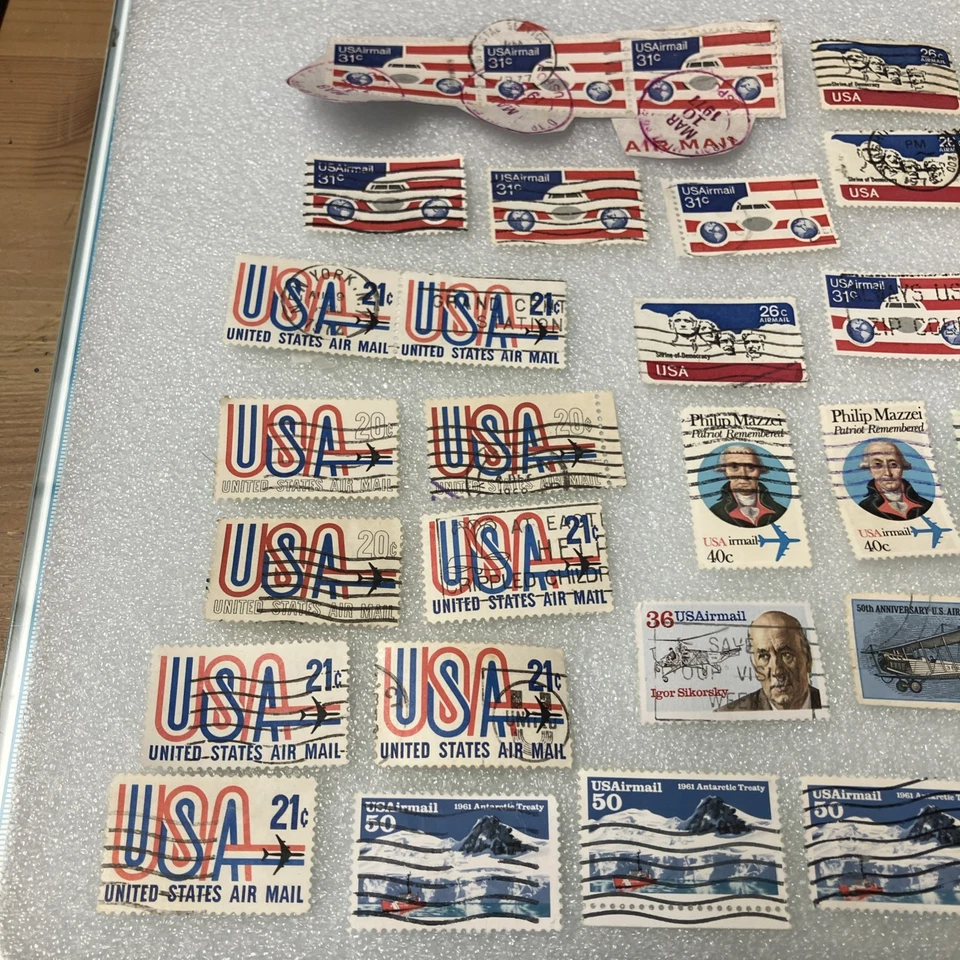 35 USED/Cancelled Vintage US Air Mail Stamps, 1950- 1975. $1 Ships. A DEAL! - Image 2 of 4