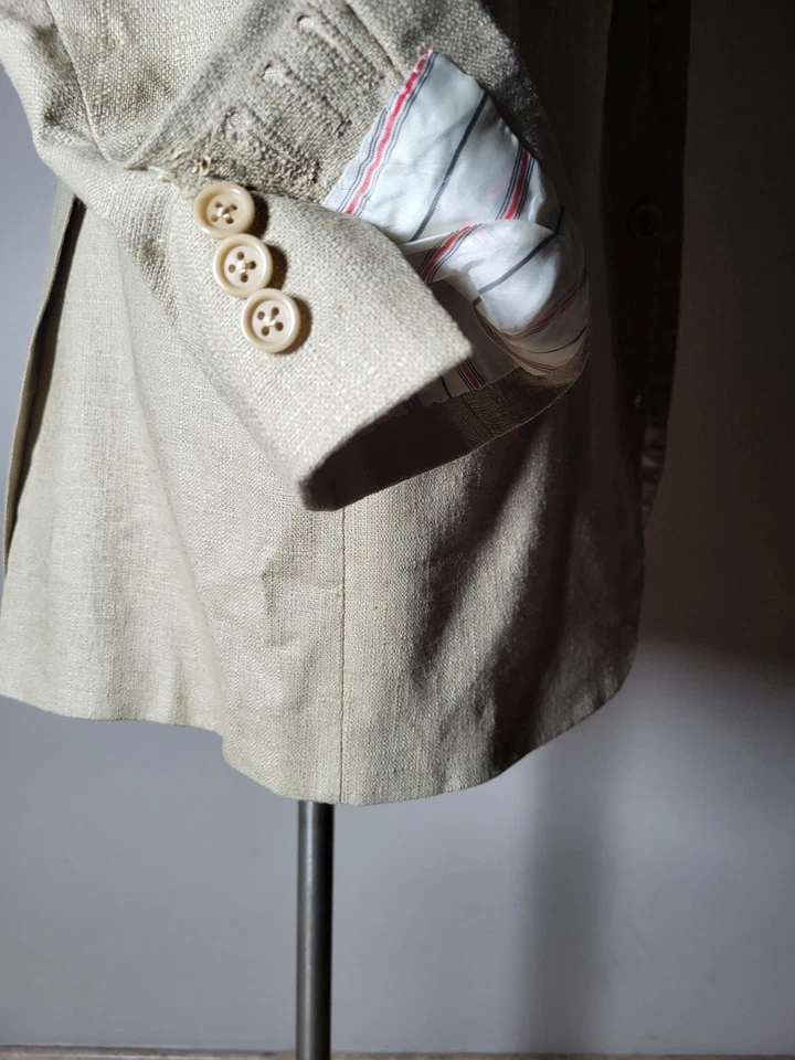 Chaqueta Blazer Abrigo Deportivo 46L 56L Kiton SEDA CACHEMIR Beige 2 Ventilaciones Cuadros Foto 4 de 4