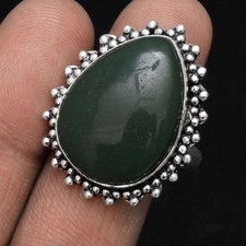Green Aventurine Gemstone Ethnic Handmade Ring Jewelry US Size-11 R-238