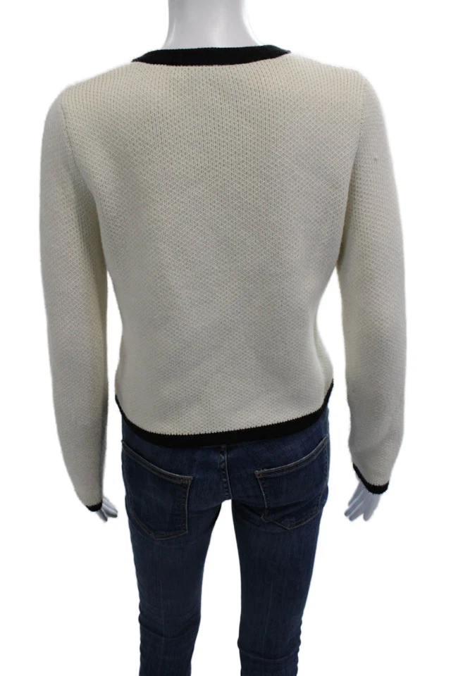 Cárdigan Zara Mujer Blanco Mezcla Lana Cuello Redondo Botón Manga Larga Talla S Foto 4 de 4