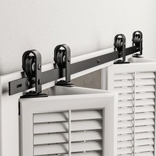 AWDIA 76" Bifold Barn Door Hardware Kit for 4 Doors, Black Track and Top Moun...