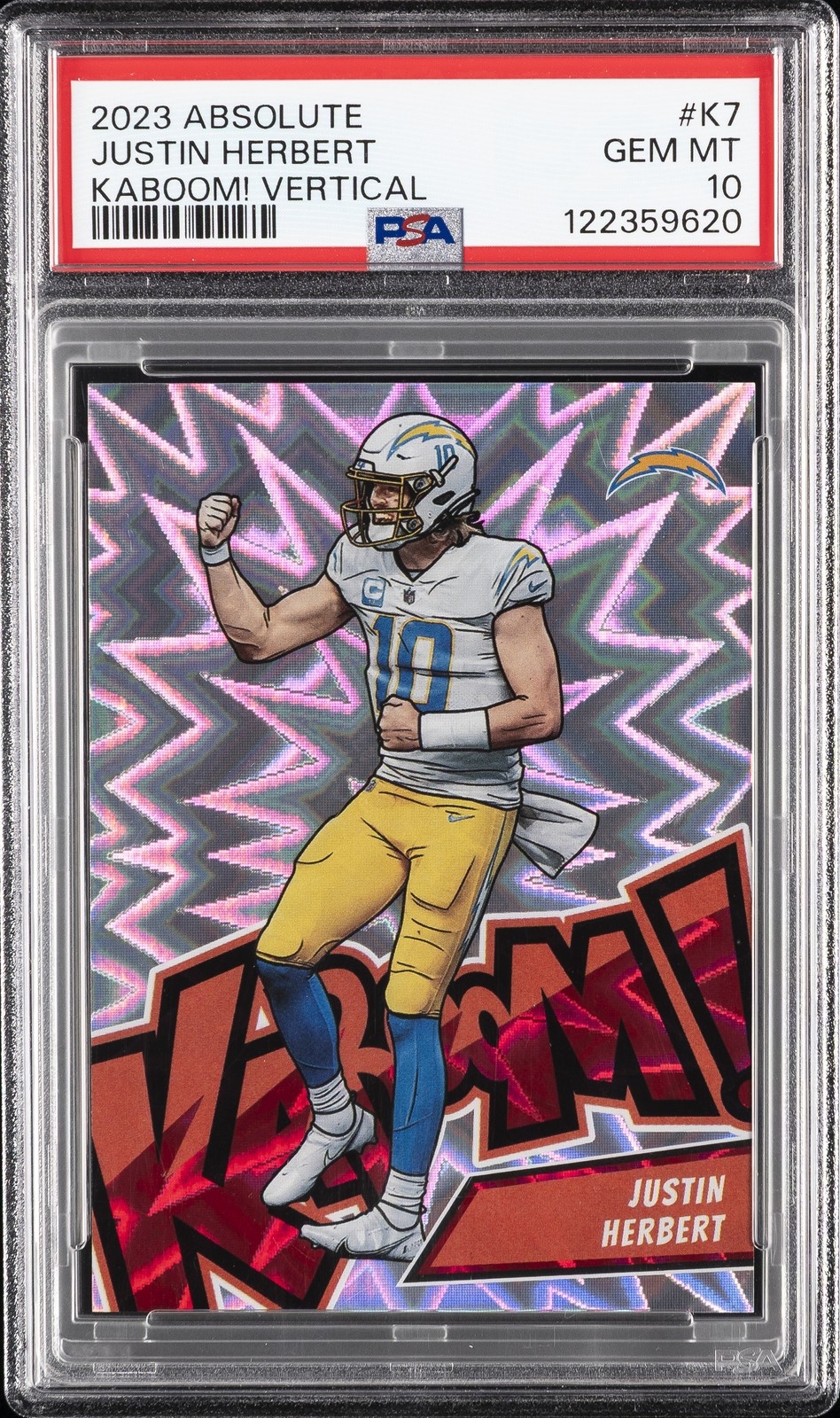 2023 PANINI ABSOLUTE KABOOM! VERT #K7 JUSTIN HERBERT PSA 10