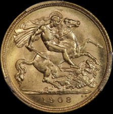 1908 Melbourne Edward VII Half Sovereign Unc (PCGS MS62)