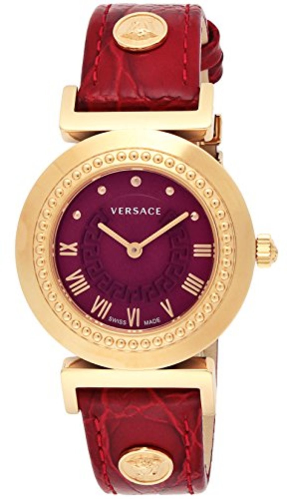 Versace Vanity Red Dial Watch with Stainless Steel Case & Calf Leather Strap P5Q80D800S800