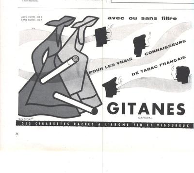 ADVERTISING 1958 GYPSIES CIGARETTES WITH OR WITHOUT FILTER
