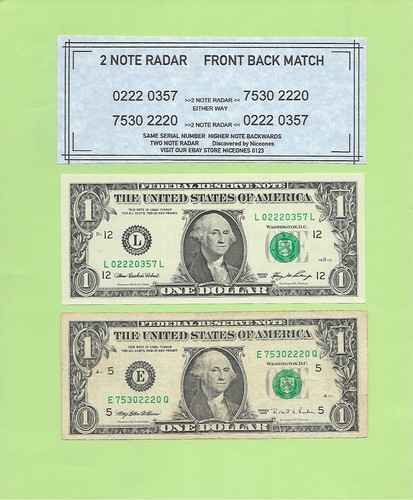 '02220357 & 75302220' .. FORWARD & BACK SERIAL MATCH 2006 $1 ..CU & 1995