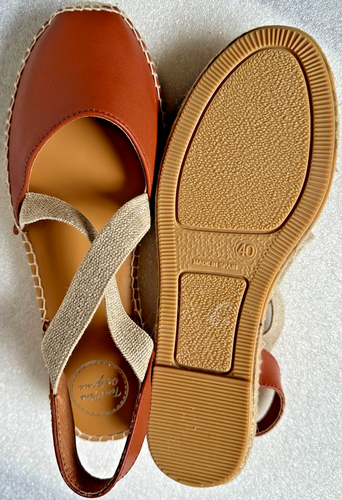 NEU SCHÖNE Sandalen Espadrilles TONI PONS Gr.40-39,5 Leder Cognac SPAIN NP79€ - Bild 8 von 11