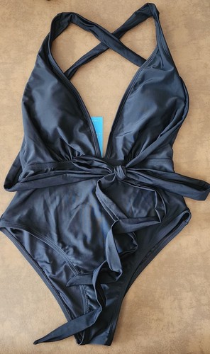CUPSHE Women's One Piece Swimsuit Sexy Deep V Neck Bathing Suit Crisscross Back - Picture 7 of 10