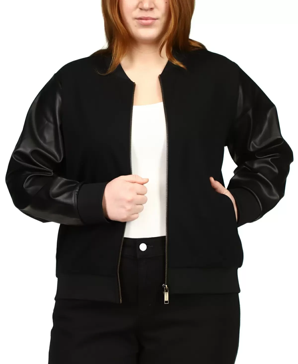 MICHAEL MICHAEL KORS Plus Size MixedMedia Bomber Jacket MSRP 140, 4C