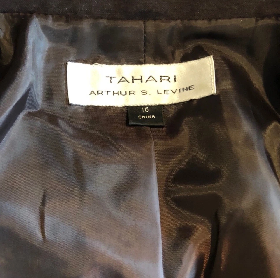 TAHARI Lino BLAZER Chaqueta Carrera Marrón Talla 16 Foto 2 de 4