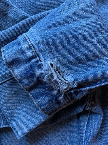 Mens Denim Jacket USA GARAGE BRAND size M Classic style On Trend Boho Fray VGC. - Picture 8 of 11