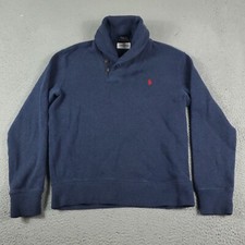 Ralph Lauren Sweater Mens Small Blue Pony Shawl Collar Pullover Sweatshirt