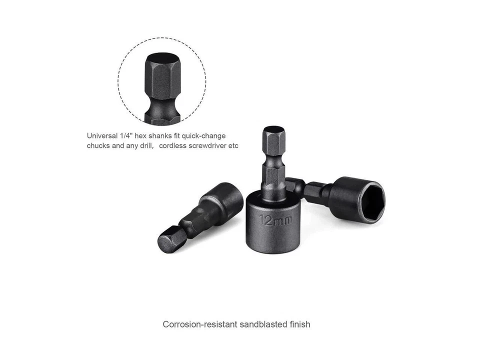 20pcs Nut Driver Bits Set 1/4" Hex Shank for Drills Screwdrivers 4-12mm - Image 3 of 4