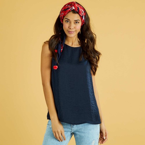 Kiabi Blusa Donna Effetto Raso Scollatura Rotonda Stmapa All Over Senza Maniche - Imagen 3 de 58