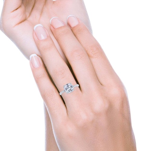 Half Eternity Art Deco Cushion Cut Wedding Bridal Ring CZ 925 Sterling Silver - Picture 6 of 18