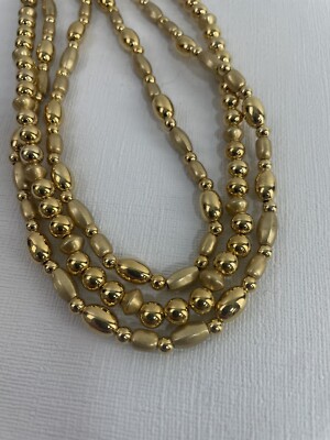 Ralph Lauren 3 Strand Goldtone Beaded Necklace New With Tags