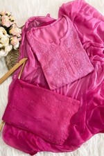 Ombre Shaded Chikankari Kurta Palazzo Set with Dupatta Indian Salwar Kameez