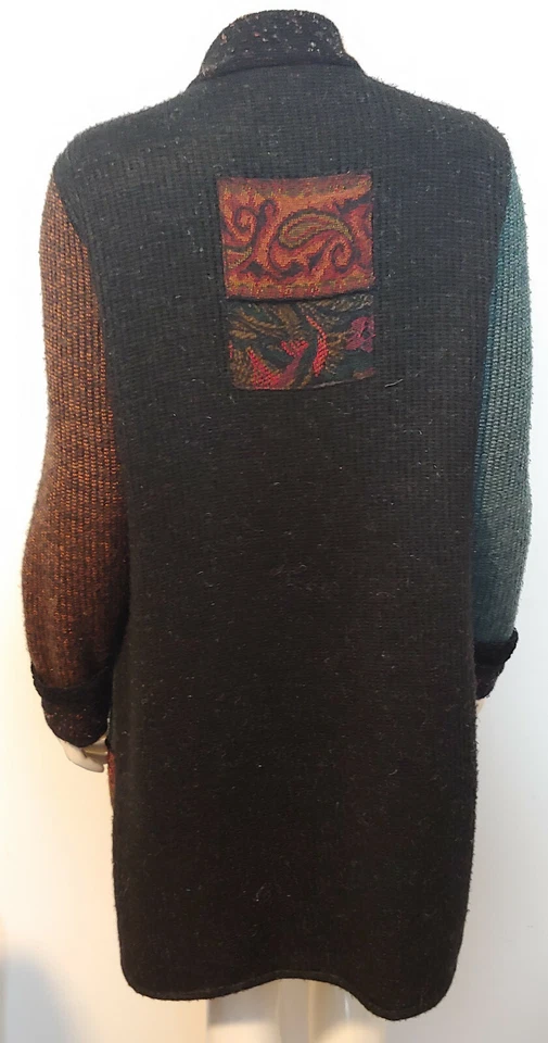 Cárdigan Suéter Lee Andersen Púrpura Negro Azul XL Botón Frontal Bolsillos Largos Foto 2 de 4