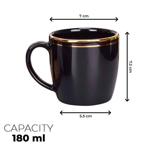  Ceramic Coffee Mug -Set of 6 Pcs (180 ml, Black) - Picture 6 of 6