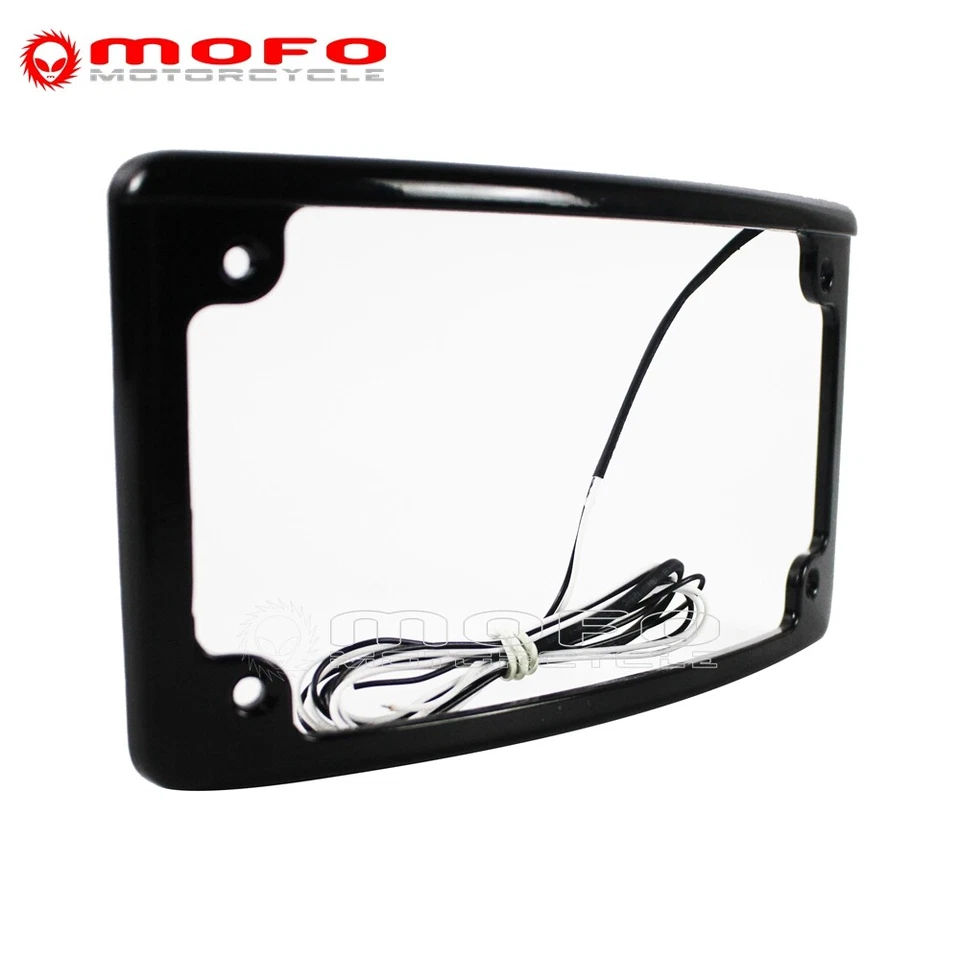 Soporte de matrícula trasero curvo con luz LED para Harley marco Softail de 7"" X 4"" Foto 4 de 4