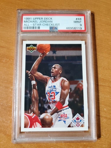 1991 Upper Deck All - Star Checklist Michael Jordan Card #48 PSA 9 Mint (A)