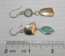 Silpada Sterling Silver Hammered Reverse Blue Dangle Drop Earrings