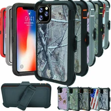 For iPhone 15 /15 Plus/15 Pro/Max/Defender Camo Case W/(Belt Clip Fits Otterbox)
