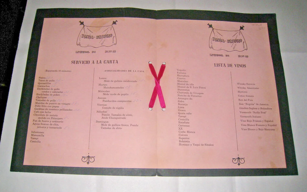 Fonda menu sale