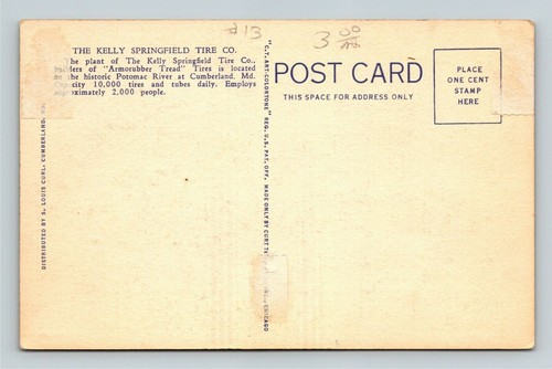 Cumberland MD-Maryland Aerial View Kelly Springfield Tire Co Vintage Postcard - 第 2/2 張圖片