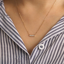Diamond Necklace, Minimalist Diamond Necklace, Bar Diamond Necklace