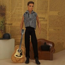 Plaid 1/6 Doll Clothes For Ken Boy Doll Outfits Top Blouse Black Trousers Pants