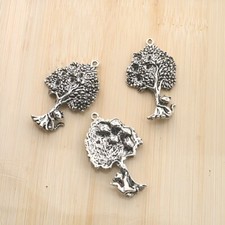10pcs 36.5 22.5MM Alloy Charm Tree Cat Pendant Crafts G1763
