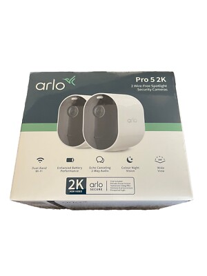 Arlo Pro 5 2K HDR Outdoor Überwachungskamera 2er Pack - Weiß - UVP 445 