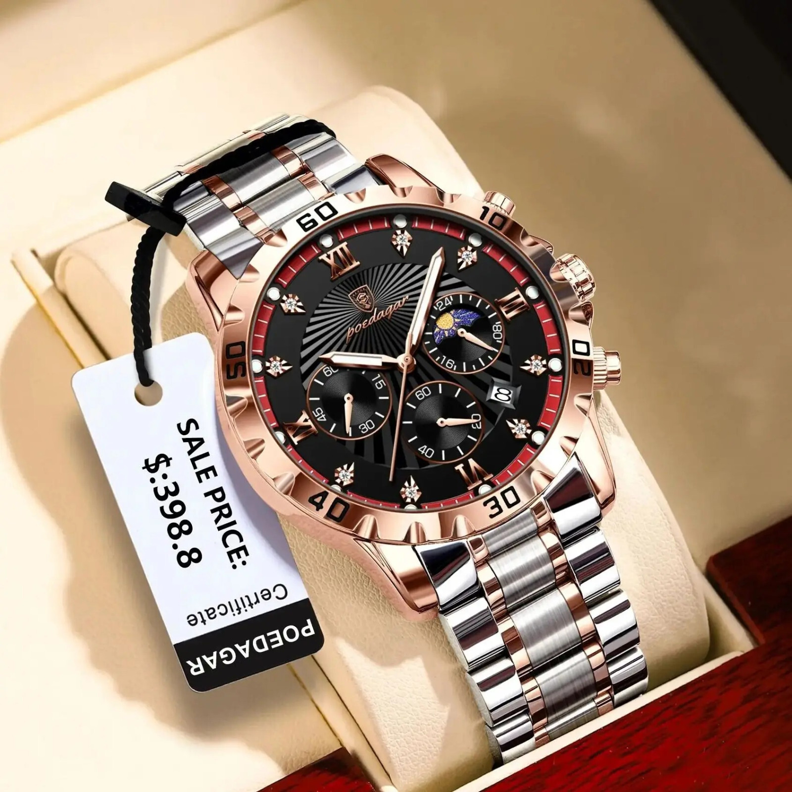 Montre militaire homme étanche chronographe de luxe lumineux